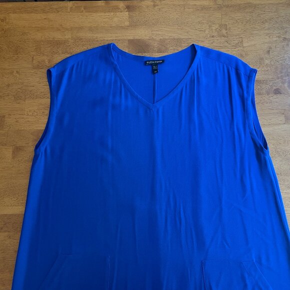 Size Small/Petite Eileen Fisher royal blue silk tunic - Picture 3 of 8